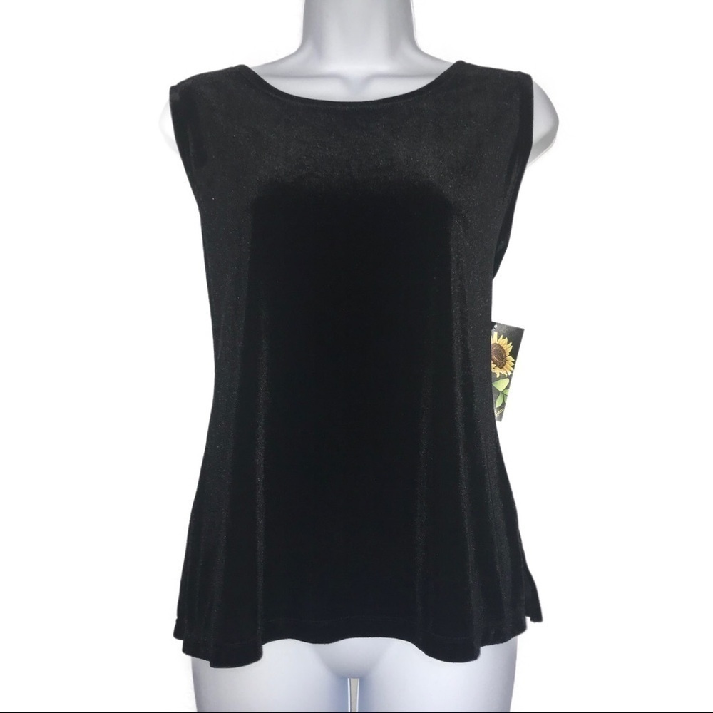 NWT Mirasol Sleeveless Velvet Tank Black Womens Top L*